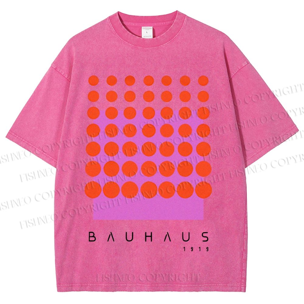 Unisex Bauhaus Geometric Circle Printed Washed Tee