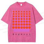 Unisex Bauhaus Geometric Circle Printed Washed Tee