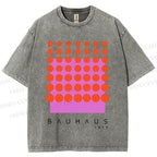 Unisex Bauhaus Geometric Circle Printed Washed Tee