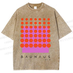 Unisex Bauhaus Geometric Circle Printed Washed Tee