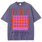Unisex Bauhaus Geometric Circle Printed Washed Tee