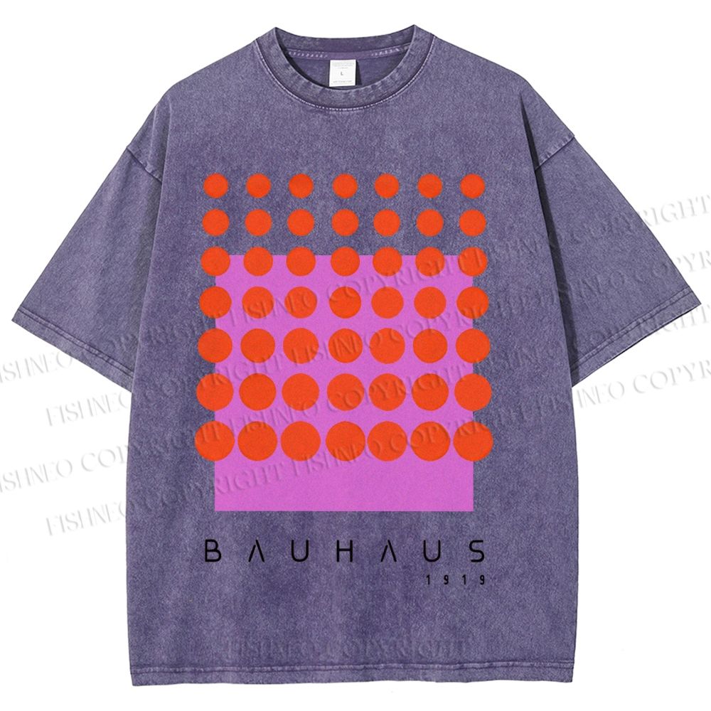 Unisex Bauhaus Geometric Circle Printed Washed Tee