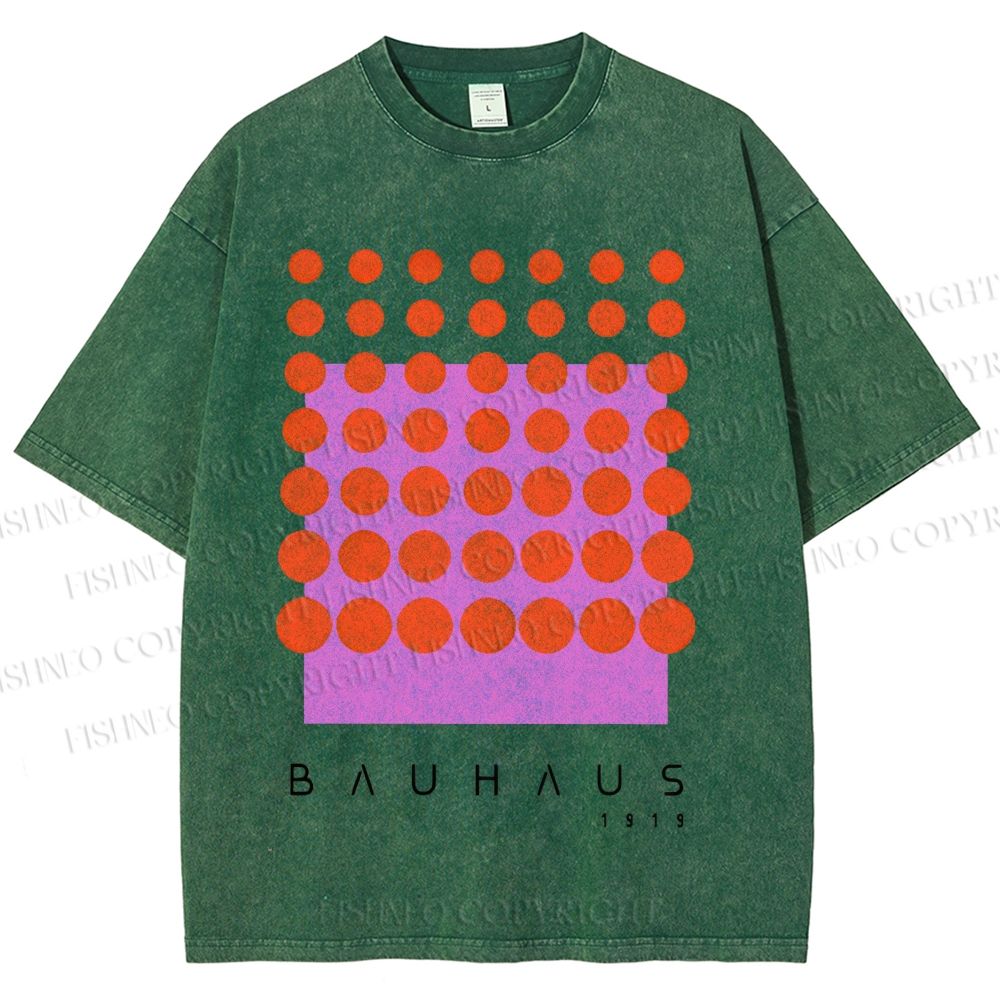 Unisex Bauhaus Geometric Circle Printed Washed Tee
