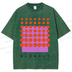 Unisex Bauhaus Geometric Circle Printed Washed Tee