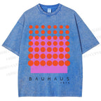 Unisex Bauhaus Geometric Circle Printed Washed Tee