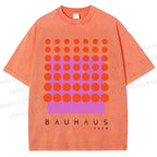 Unisex Bauhaus Geometric Circle Printed Washed Tee
