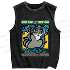 Unisex Doki Doki Trash Panda Printed Washed Tank Top