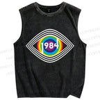 Unisex Eye See You Printed Washed Tank Top