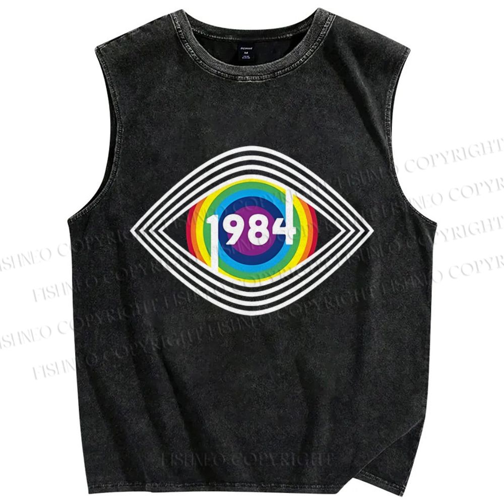 Unisex Eye See You Printed Washed Tank Top