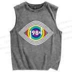 Unisex Eye See You Printed Washed Tank Top