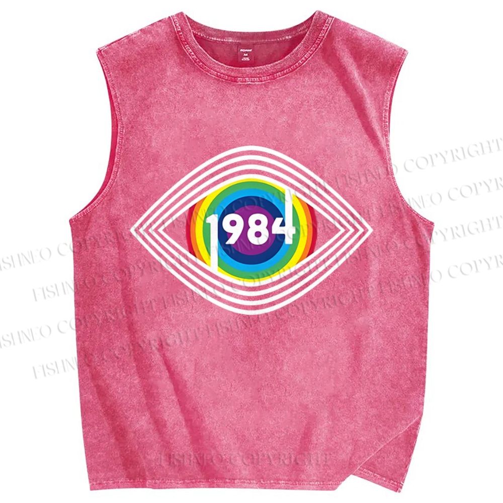 Unisex Eye See You Printed Washed Tank Top