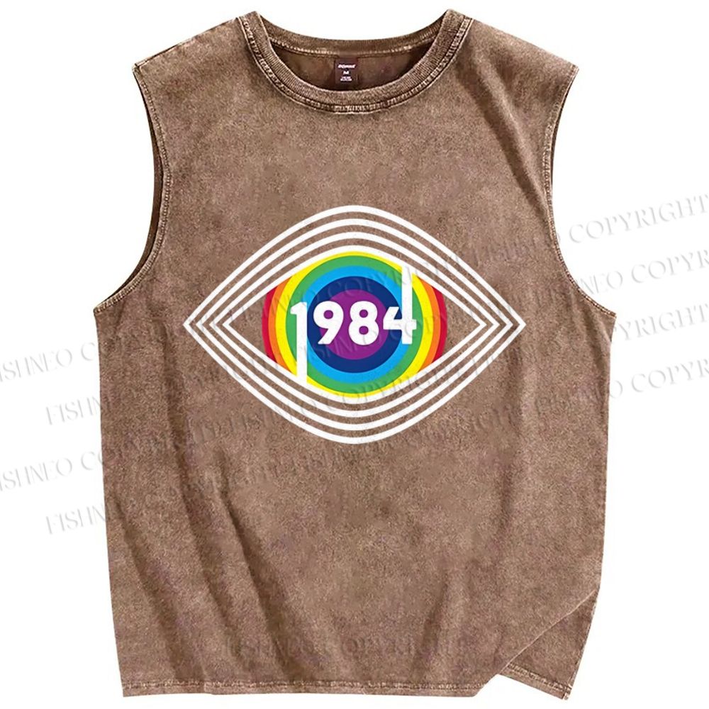 Unisex Eye See You Printed Washed Tank Top