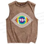 Unisex Eye See You Printed Washed Tank Top