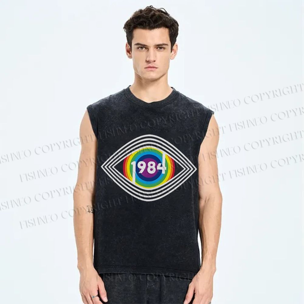 Unisex Eye See You Printed Washed Tank Top