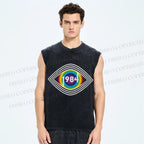 Unisex Eye See You Printed Washed Tank Top
