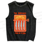 Unisex Canned Sardines Printed Washed Tank Top