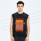 Unisex Canned Sardines Printed Washed Tank Top