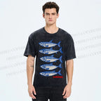 Unisex Sardines Printed Washed Tee