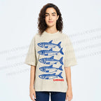 Unisex Sardines Printed Washed Tee