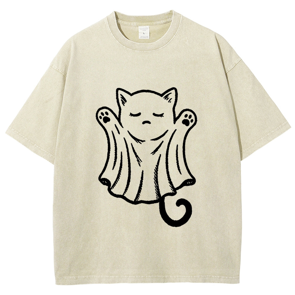 Cat Ghost Washed T-Shirt