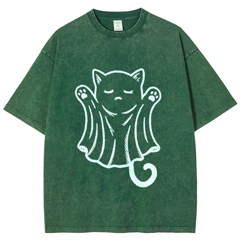 Cat Ghost Washed T-Shirt