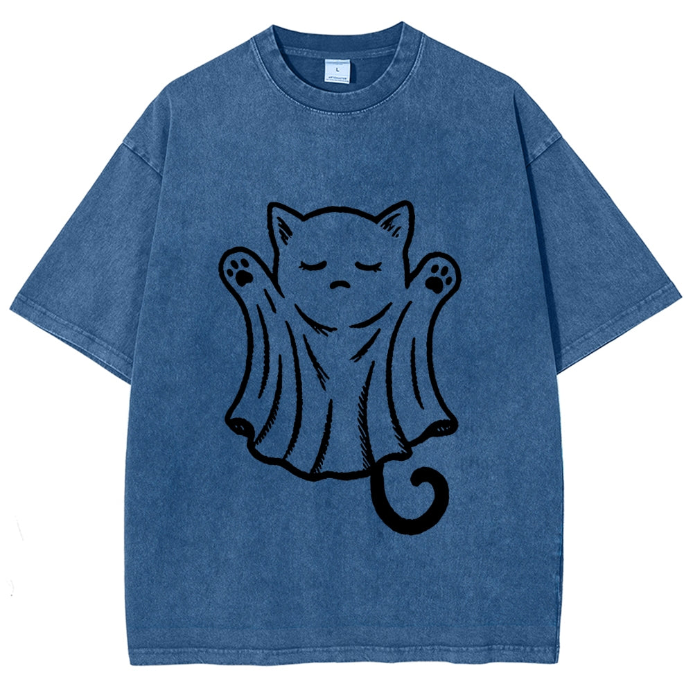 Cat Ghost Washed T-Shirt