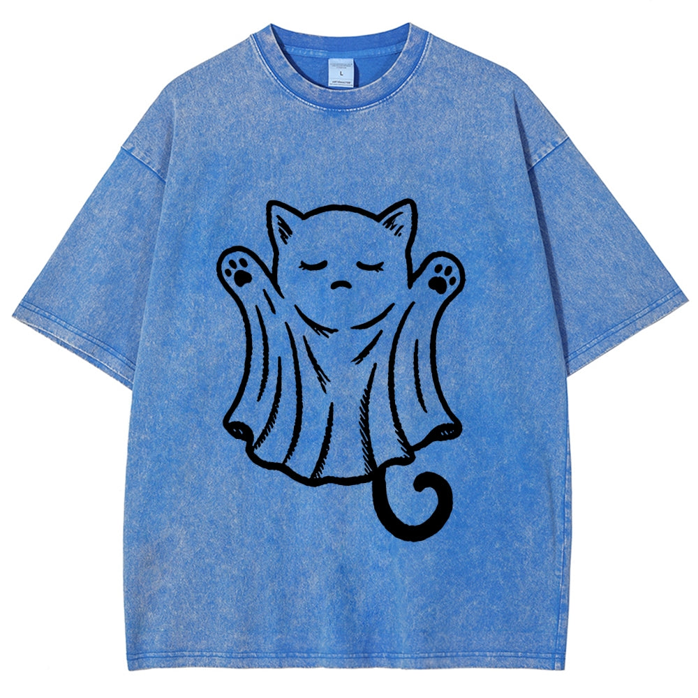 Cat Ghost Washed T-Shirt