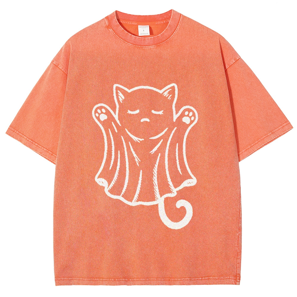 Cat Ghost Washed T-Shirt