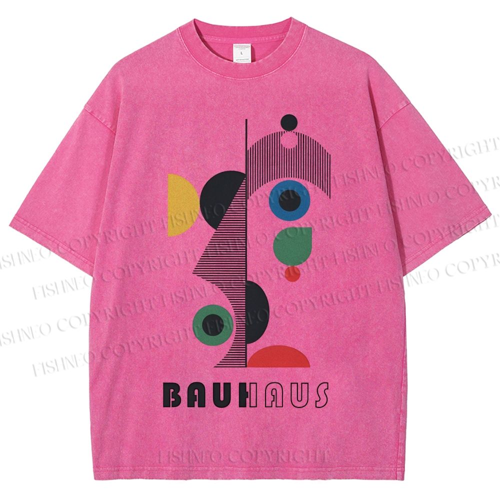 Unisex Bauhaus Art Geometry Printed Washed Tee
