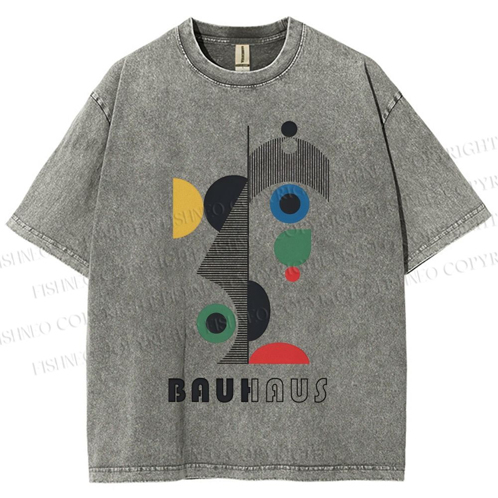 Unisex Bauhaus Art Geometry Printed Washed Tee
