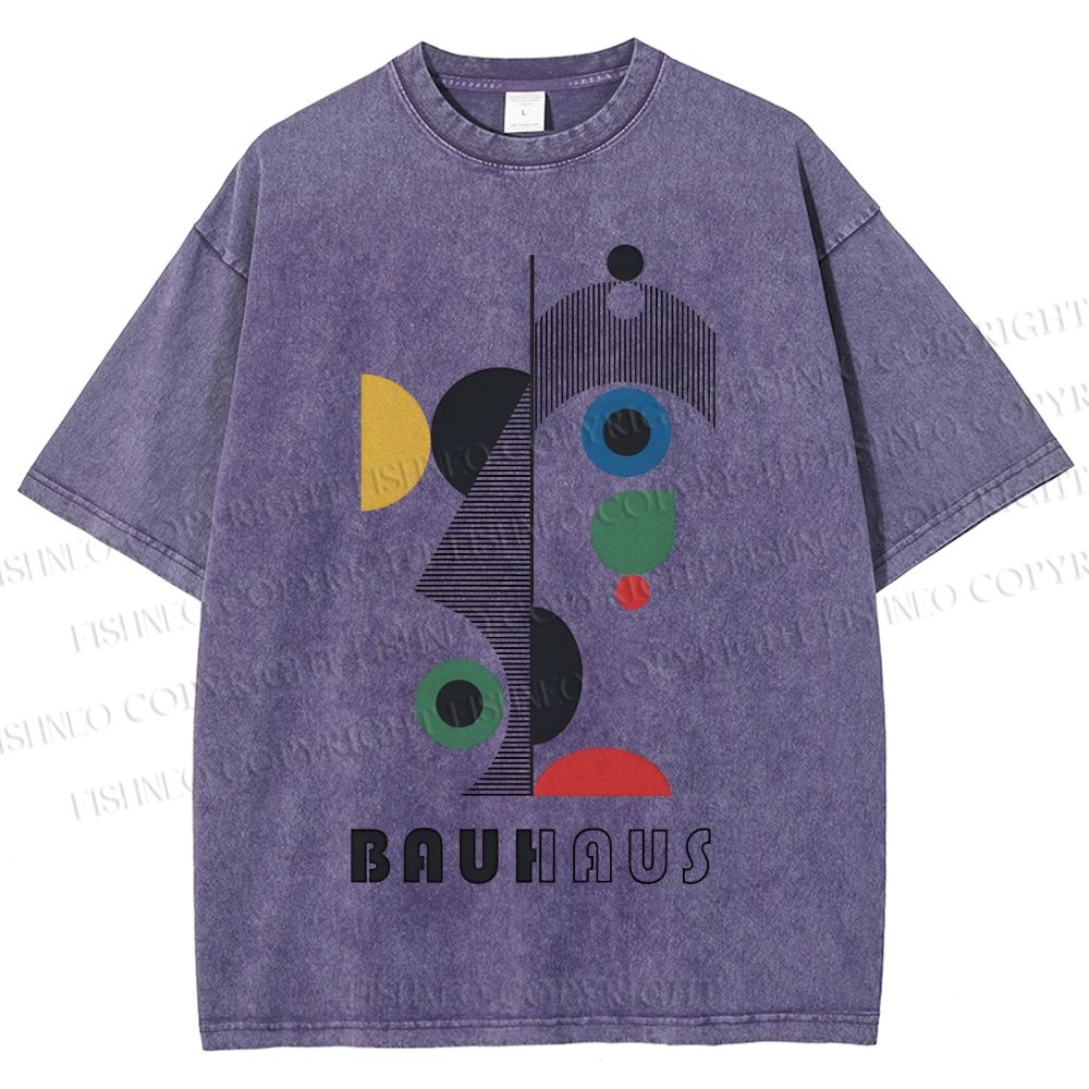 Unisex Bauhaus Art Geometry Printed Washed Tee