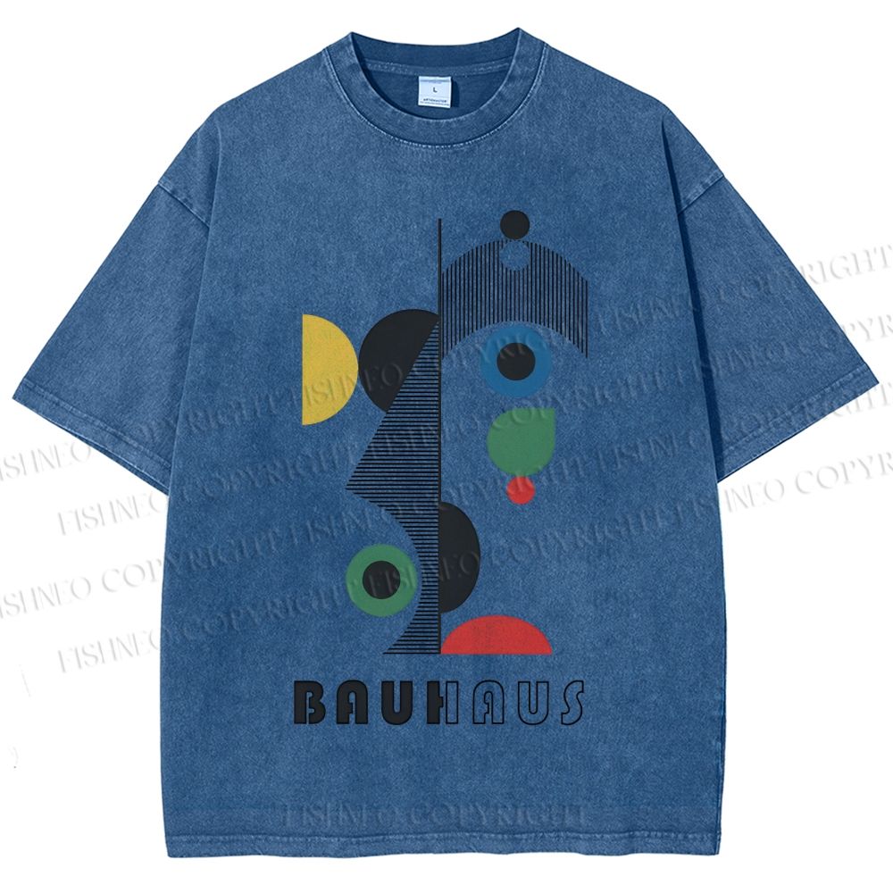 Unisex Bauhaus Art Geometry Printed Washed Tee