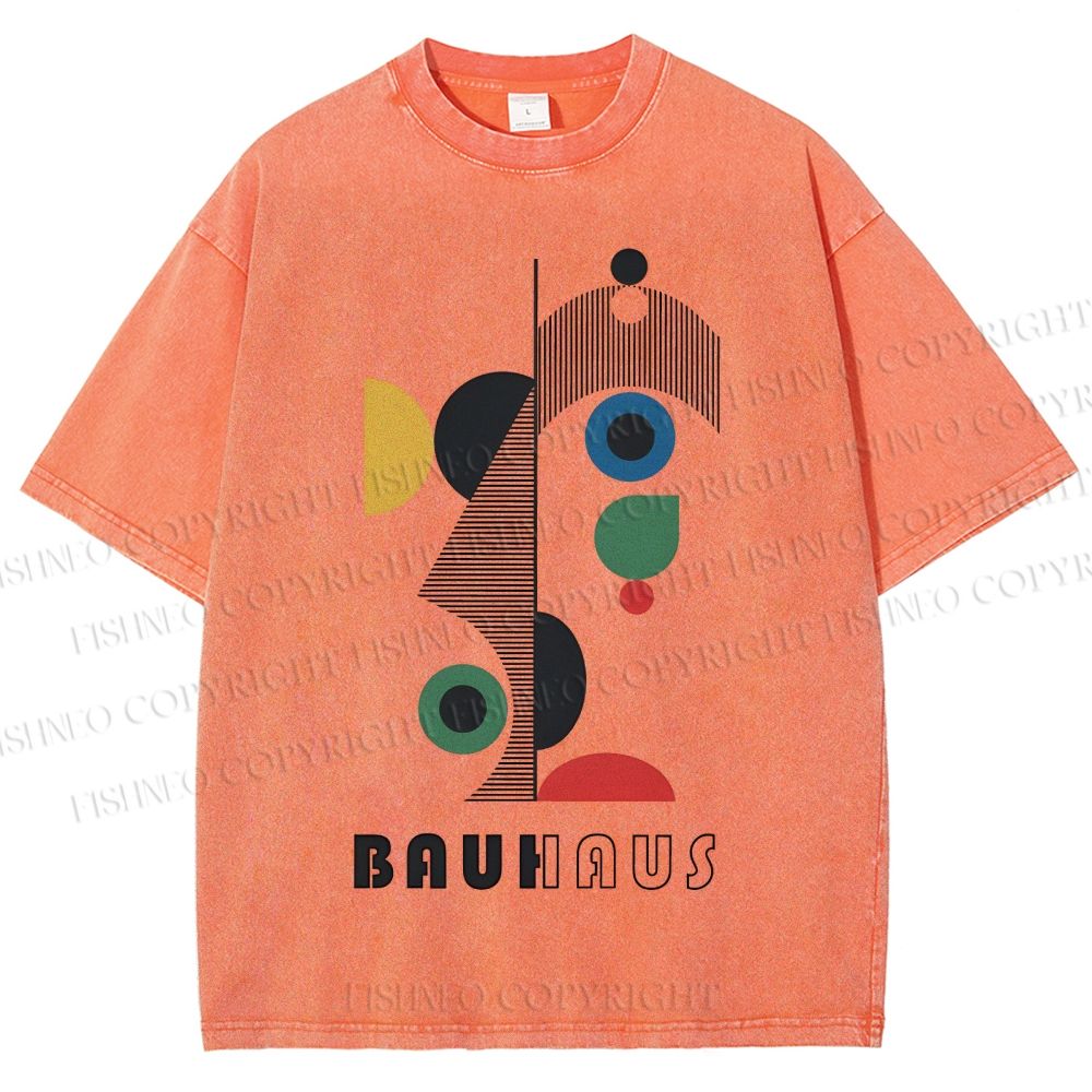 Unisex Bauhaus Art Geometry Printed Washed Tee