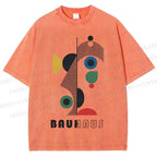 Unisex Bauhaus Art Geometry Printed Washed Tee