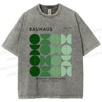 Unisex Bauhaus Gradient Geometry Printed Washed Tee