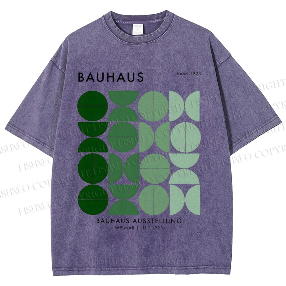 Unisex Bauhaus Gradient Geometry Printed Washed Tee