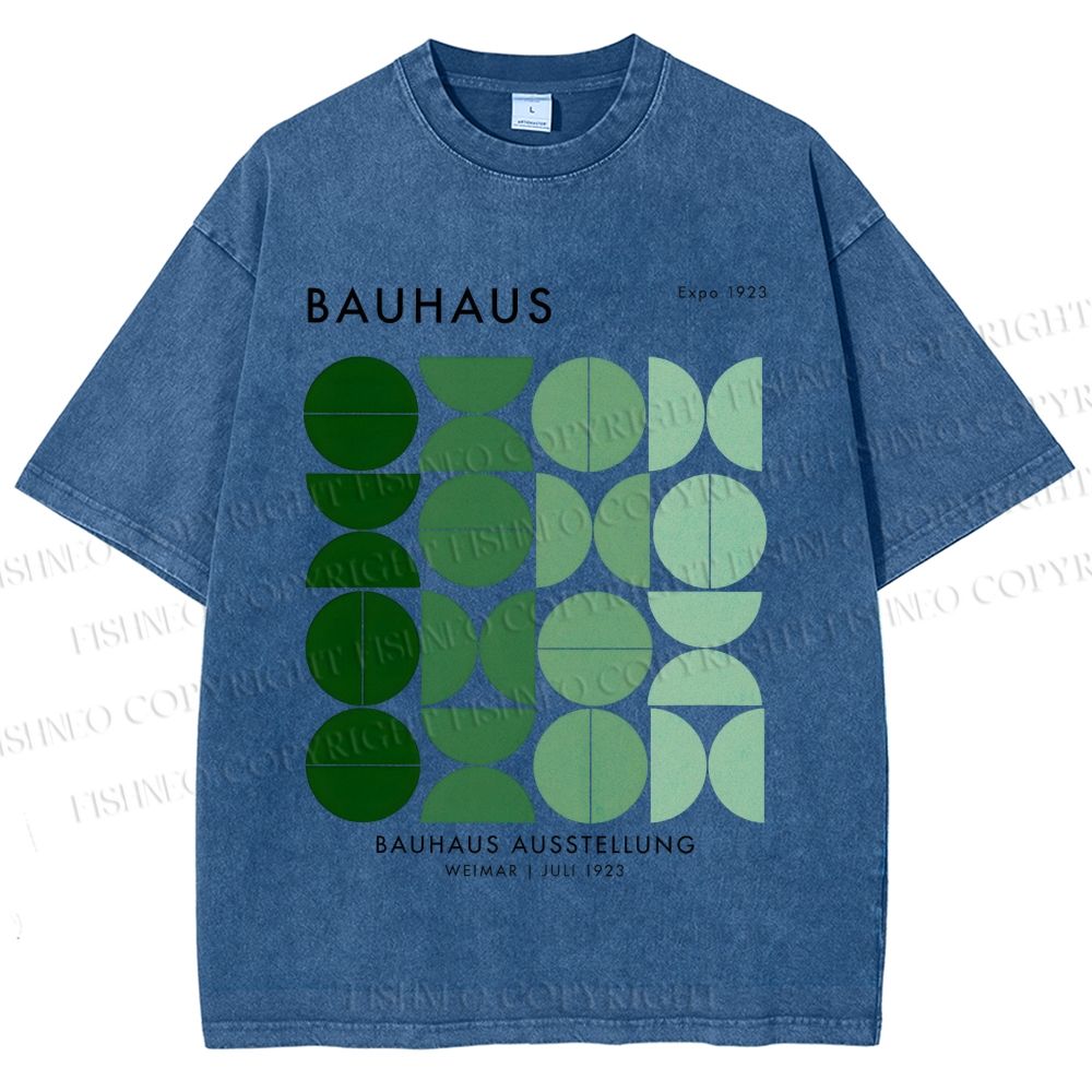 Unisex Bauhaus Gradient Geometry Printed Washed Tee