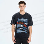 Unisex Sardines Printed Washed Tee