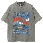 Unisex Sardines Printed Washed Tee