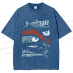 Unisex Sardines Printed Washed Tee