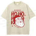 Unisex Santa Claus HO HO HO Printed Washed Tee