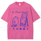 Unisex  Is That Real Funny Opossum In Mirror Printed Washed Tee