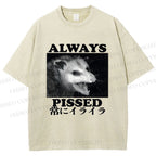 Unisex Screaming Opossum Always Pissed Printed Washed Tee