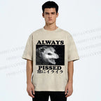 Unisex Screaming Opossum Always Pissed Printed Washed Tee
