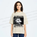 Unisex Screaming Opossum Always Pissed Printed Washed Tee