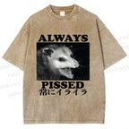 Unisex Screaming Opossum Always Pissed Printed Washed Tee