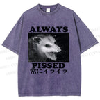Unisex Screaming Opossum Always Pissed Printed Washed Tee