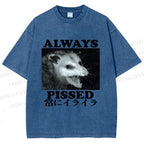 Unisex Screaming Opossum Always Pissed Printed Washed Tee
