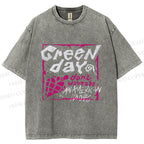 Unisex Dont Wanna Be Idiots Green Day Graffiti Printed Washed Tee