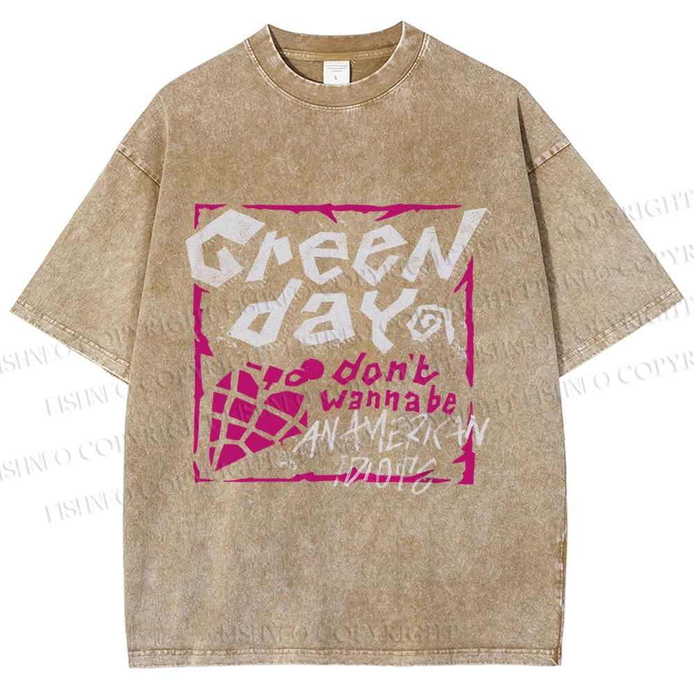 Unisex Dont Wanna Be Idiots Green Day Graffiti Printed Washed Tee